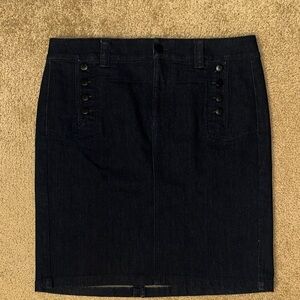 Lauren Jeans Co Ralph Lauren Dark Denim  Button-Detail Pencil Skirt